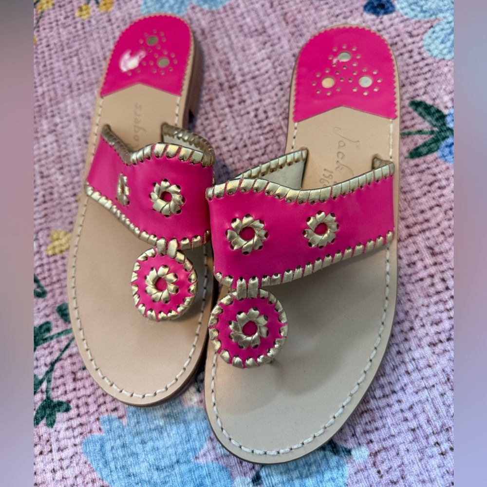 Jack Rogers pink and gold sandals - 8.5
